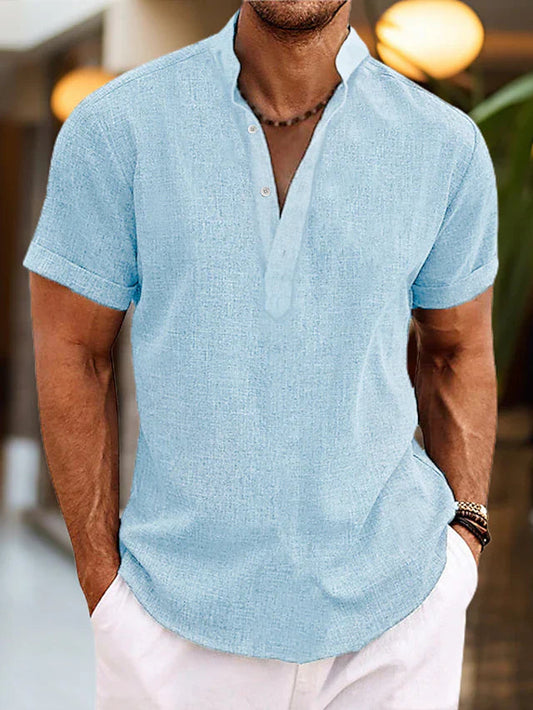 Camiseta Polo para Hombre Cuello en V Ajuste Regular Manga Corta Casual