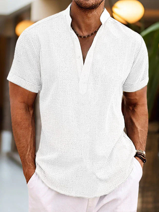 Polo homme col en V coupe régulière manches courtes décontracté