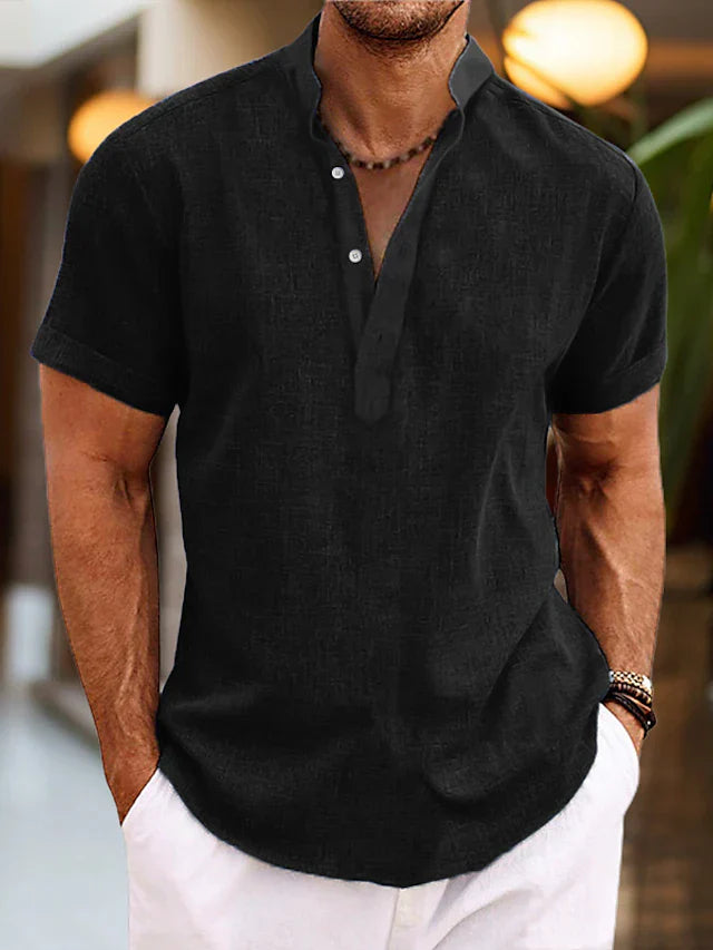 Polo homme col en V coupe régulière manches courtes décontracté