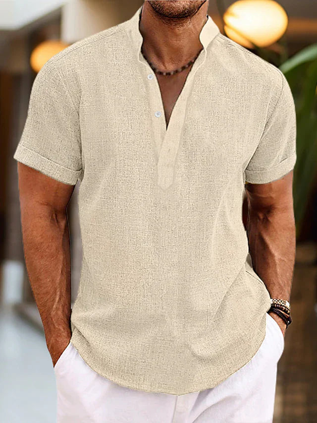Polo homme col en V coupe régulière manches courtes décontracté