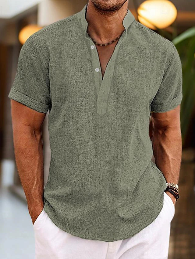 Men's Polo Shirt V-Neck Regular Fit Short Sleeve Casual