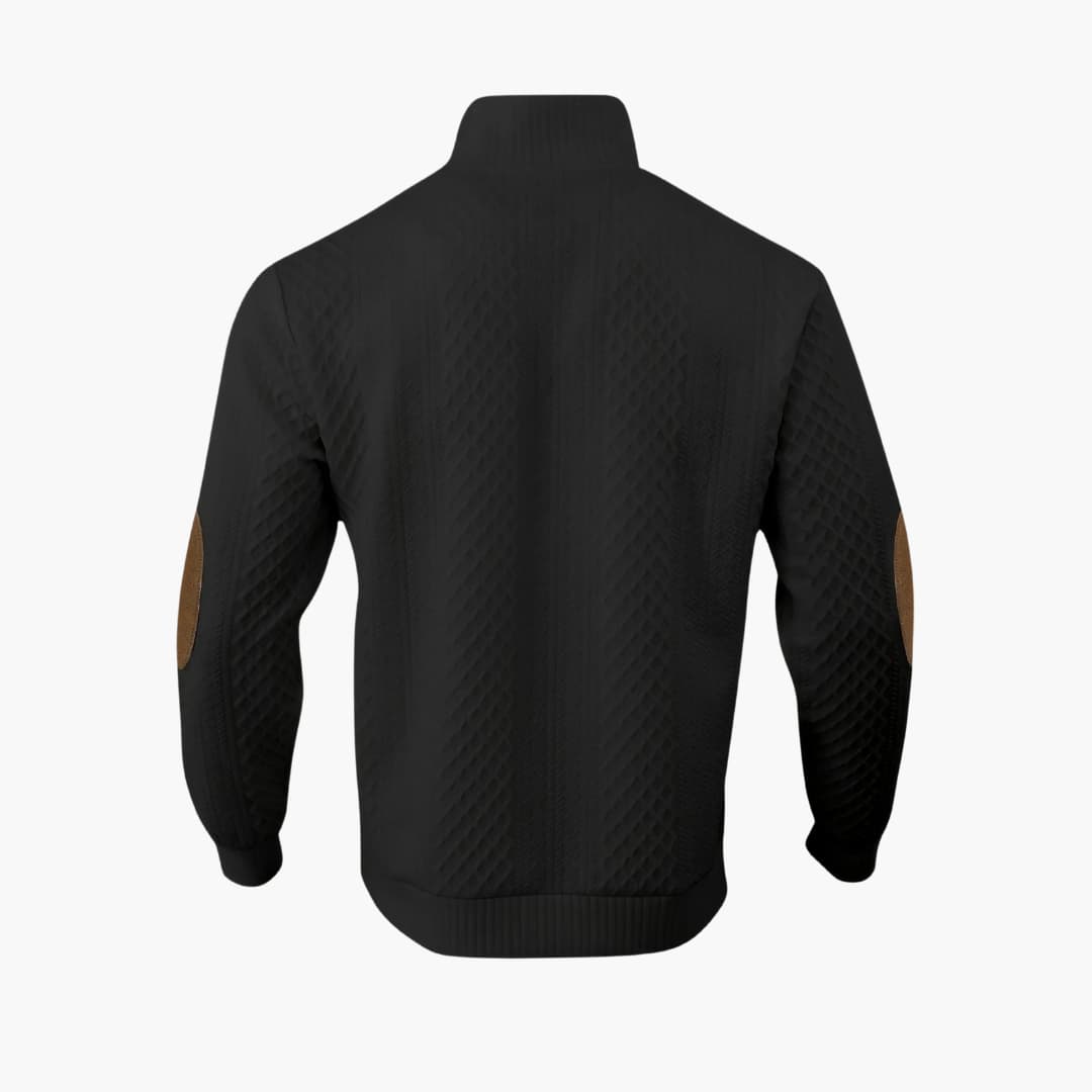 Men's Sweater Knit Button Neck Elbow Patch Long Sleeve Casual