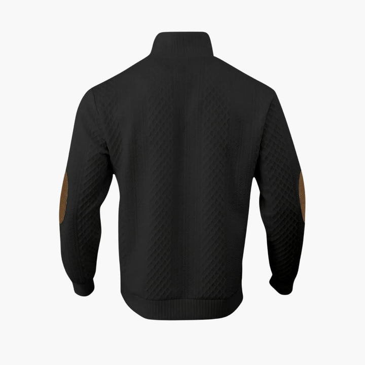 Men's Sweater Knit Button Neck Elbow Patch Long Sleeve Casual