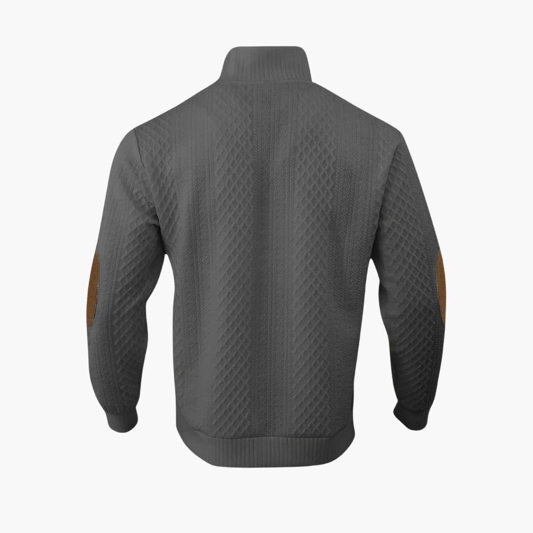 Men's Sweater Knit Button Neck Elbow Patch Long Sleeve Casual