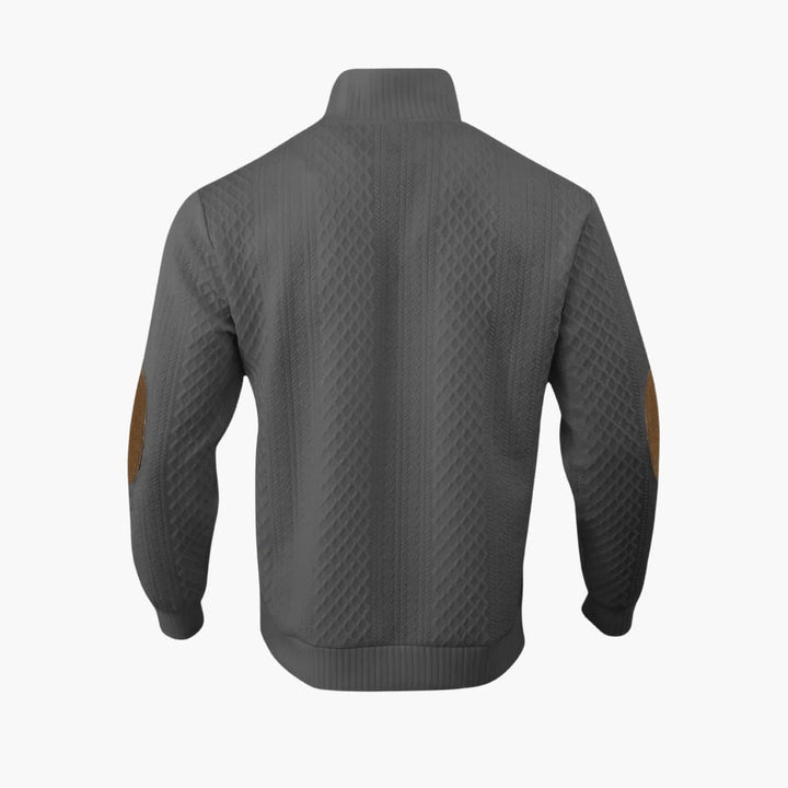 Men's Sweater Knit Button Neck Elbow Patch Long Sleeve Casual