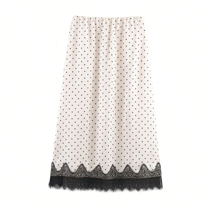 Women's Midi Skirt Satin Lace Polka Dot High Waist Straight Casual Wear