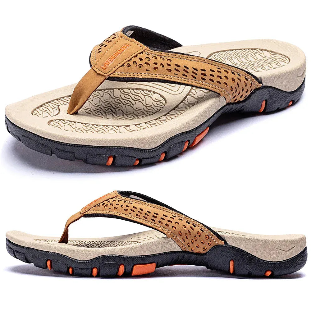 Chanclas para hombre de nobuk sintético, resistentes al agua, con soporte para el arco, plantilla acolchada y suela antideslizante – Casual para playa