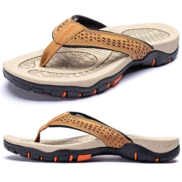 Chanclas para hombre de nobuk sintético, resistentes al agua, con soporte para el arco, plantilla acolchada y suela antideslizante – Casual para playa
