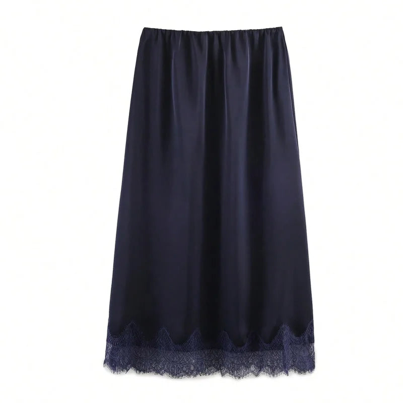 Women's Midi Skirt Satin Lace Polka Dot High Waist Straight Casual Wear