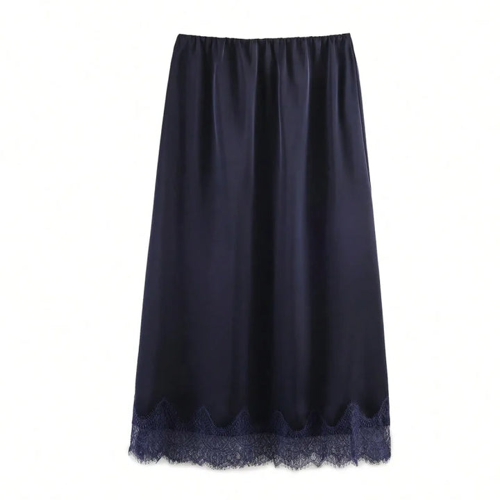 Women's Midi Skirt Satin Lace Polka Dot High Waist Straight Casual Wear