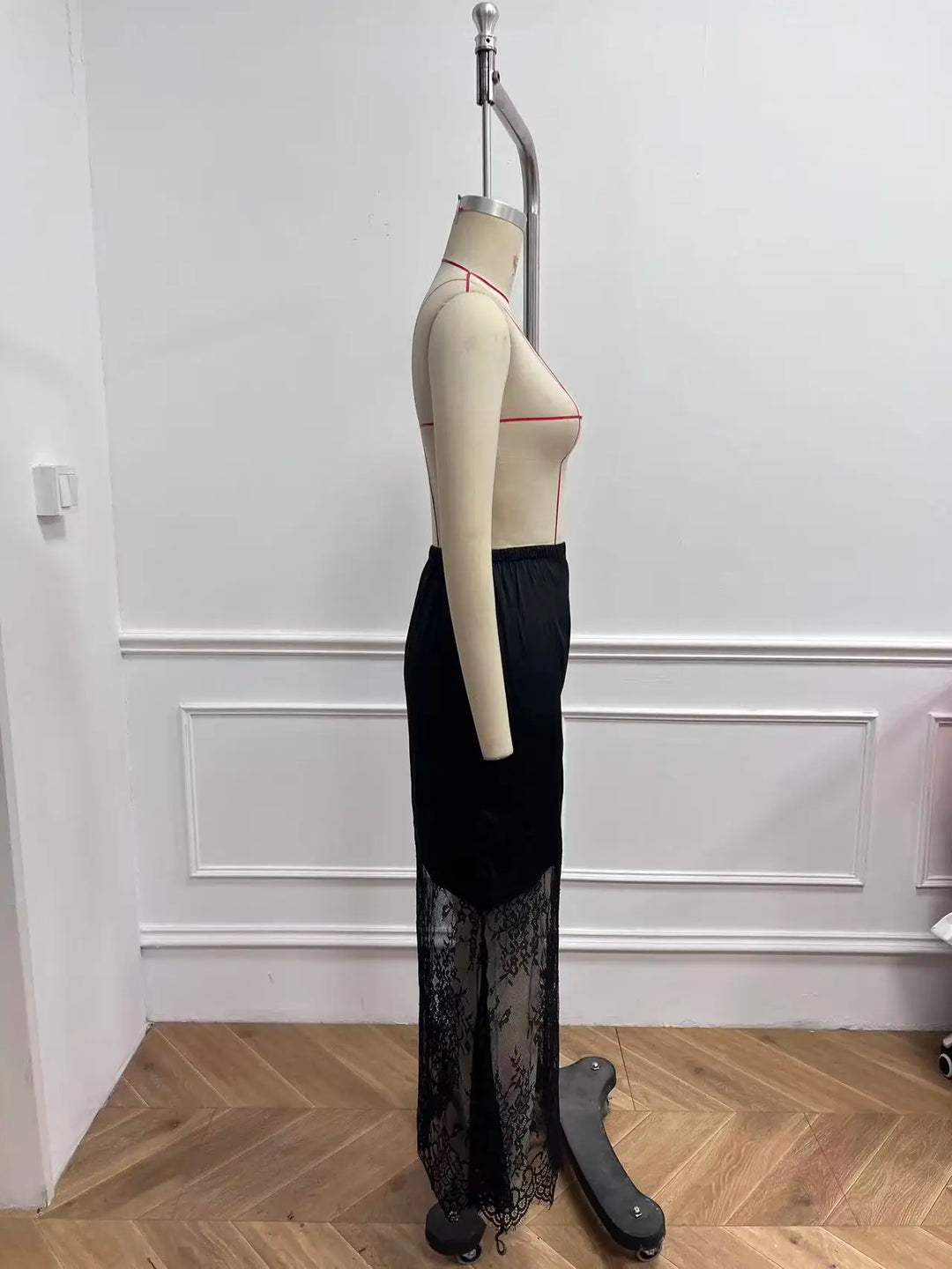Women's Maxi Skirt Lace Trim High Waist Flowy Boho Party Festival Wear