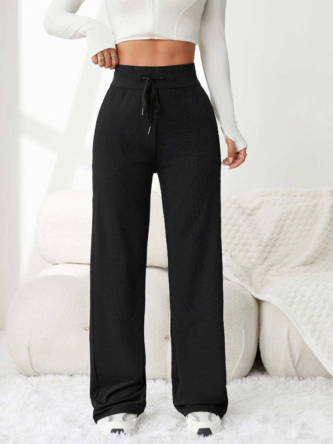 Women's Pants Ice Silk Wide Leg High Waist Loose Fit Casual Summer