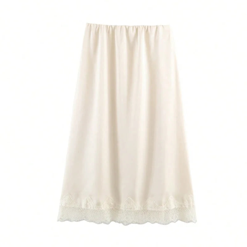 Women's Midi Skirt Satin Lace Polka Dot High Waist Straight Casual Wear