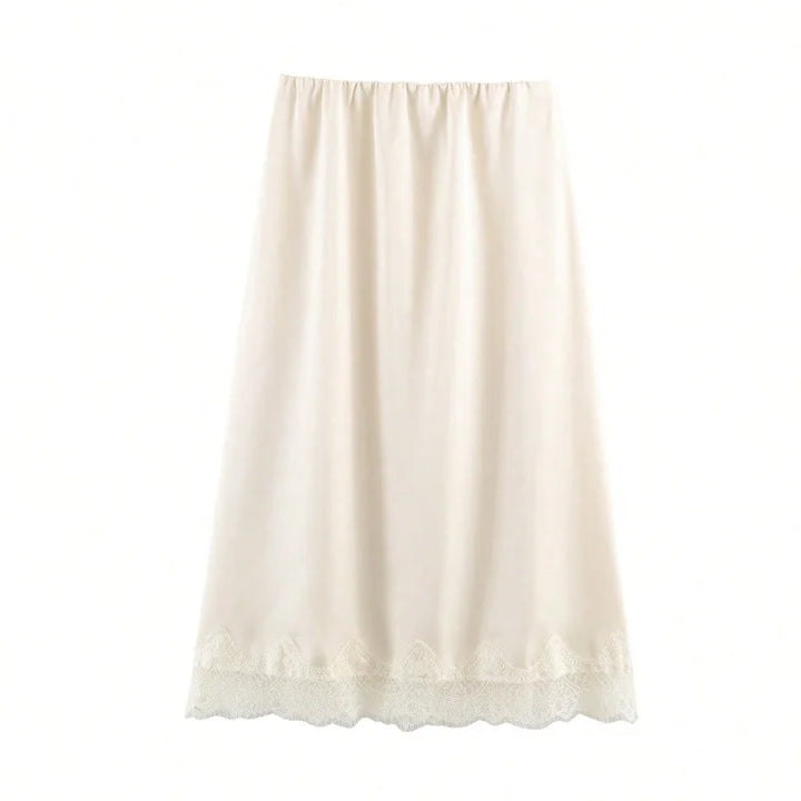 Women's Midi Skirt Satin Lace Polka Dot High Waist Straight Casual Wear