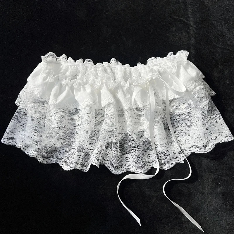 Falda de encaje para mujer con malla floral, dobladillo irregular, capa superpuesta transparente, casual