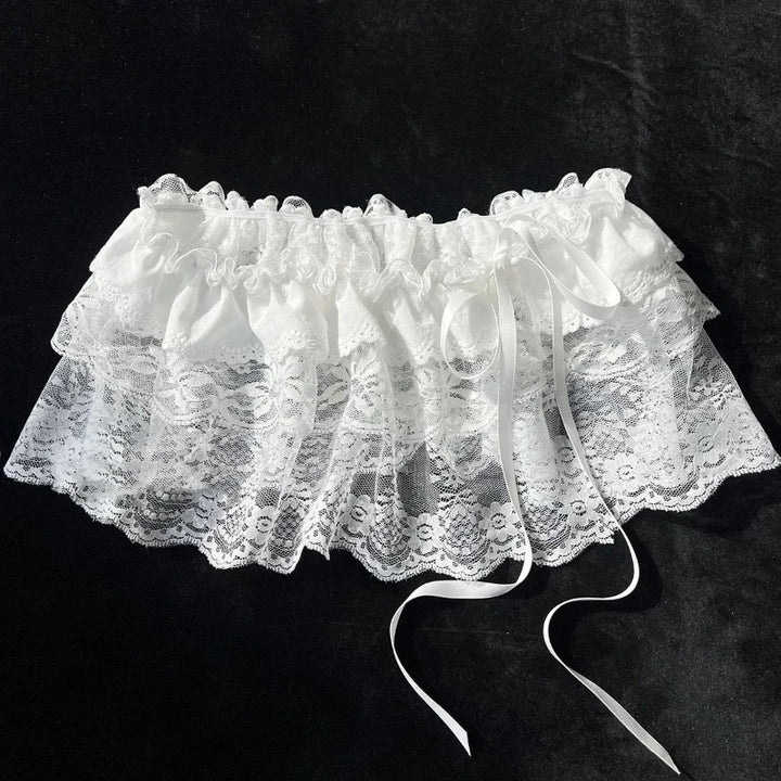 Falda de encaje para mujer con malla floral, dobladillo irregular, capa superpuesta transparente, casual
