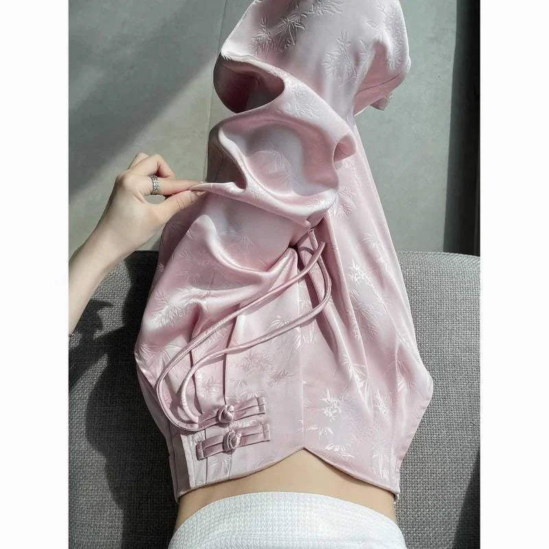 Women's Pants Satin Jacquard Wide Leg High Waist Loose Fit Lightweight Casual