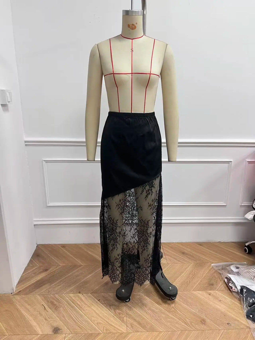 Women's Maxi Skirt Lace Trim High Waist Flowy Boho Party Festival Wear