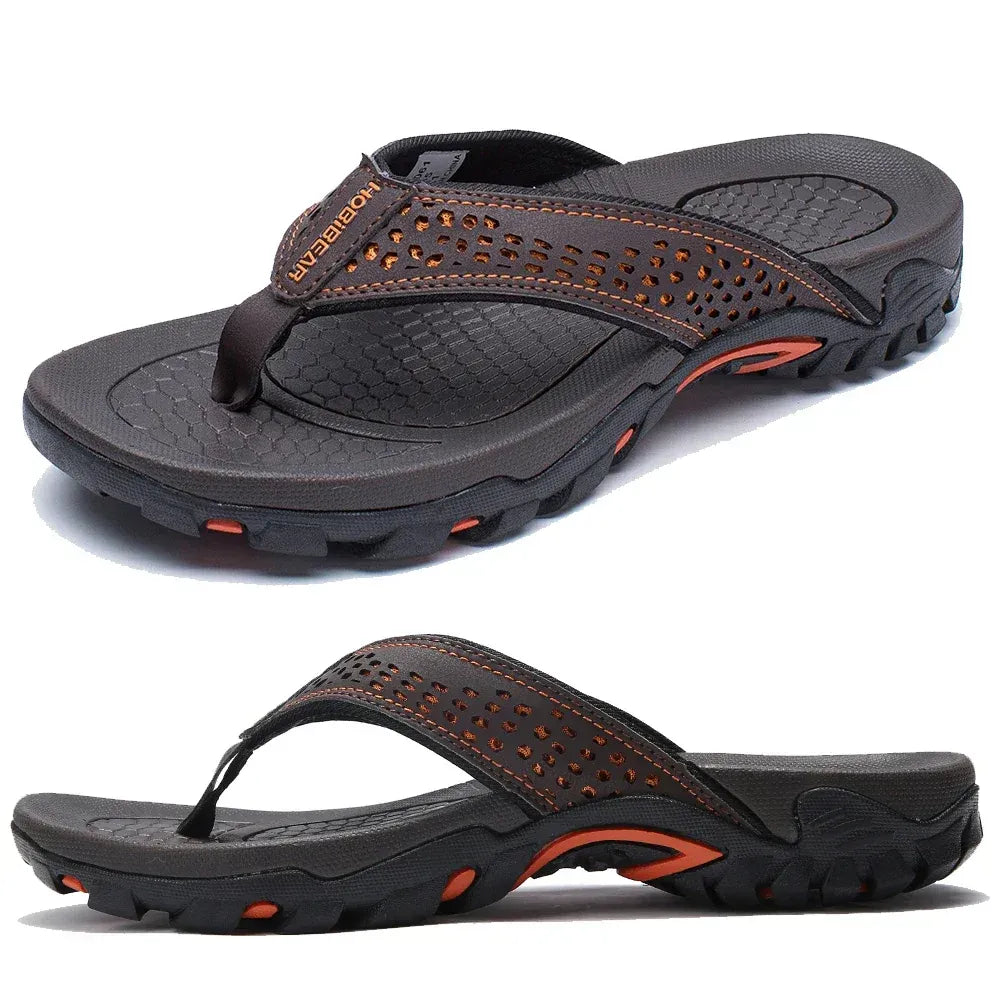 Chanclas para hombre de nobuk sintético, resistentes al agua, con soporte para el arco, plantilla acolchada y suela antideslizante – Casual para playa