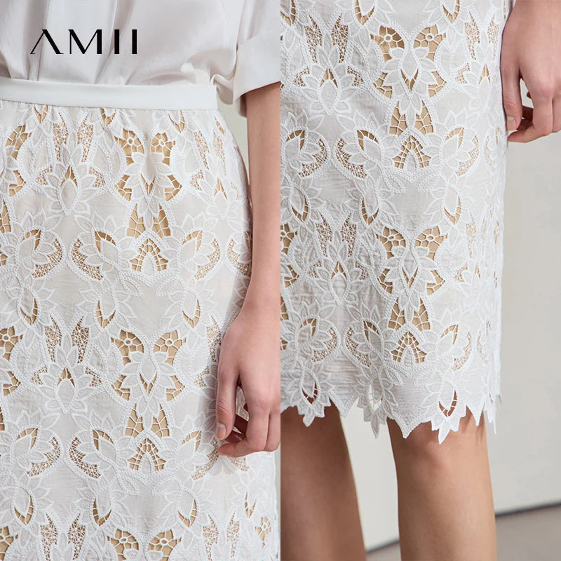 Women's Midi Dress Lace Embroidered Floral Short Sleeve Office Summer Wear