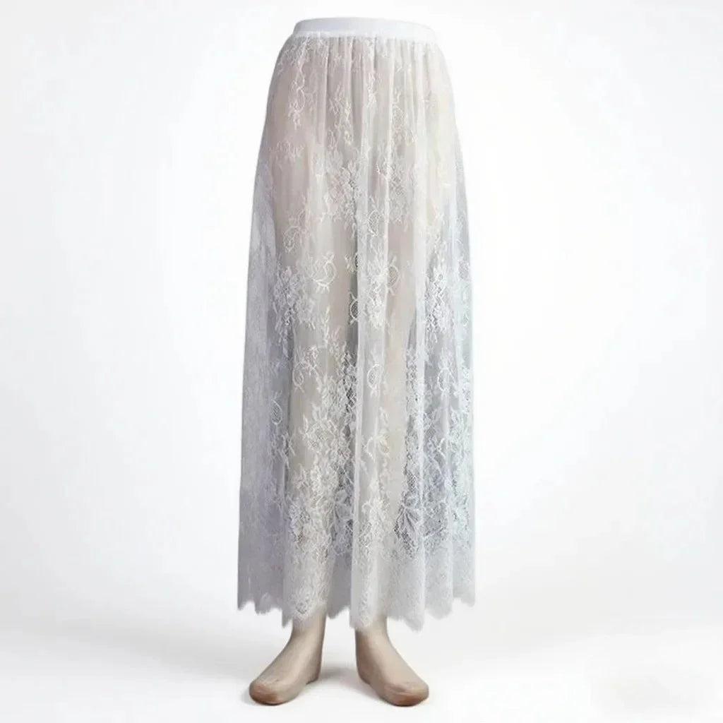 Women's Skirt Lace Asymmetric High Waist Irregular Hem Y2K Boho Party Wear