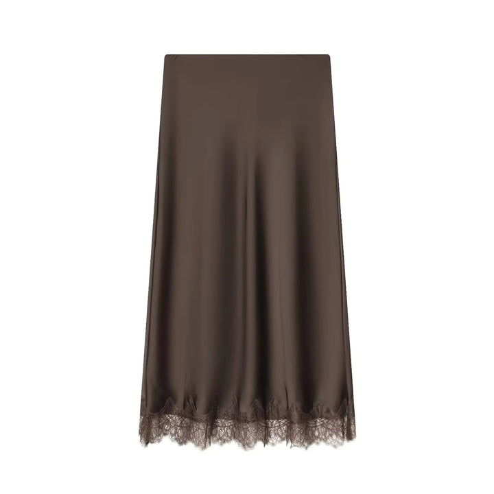 Women's Midi Skirt Satin Lace Polka Dot High Waist Straight Casual Wear