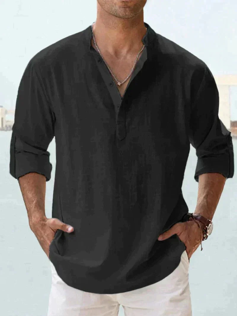 Chemise homme en lin sans manches à boutons, respirante, décontractée, pour la plage