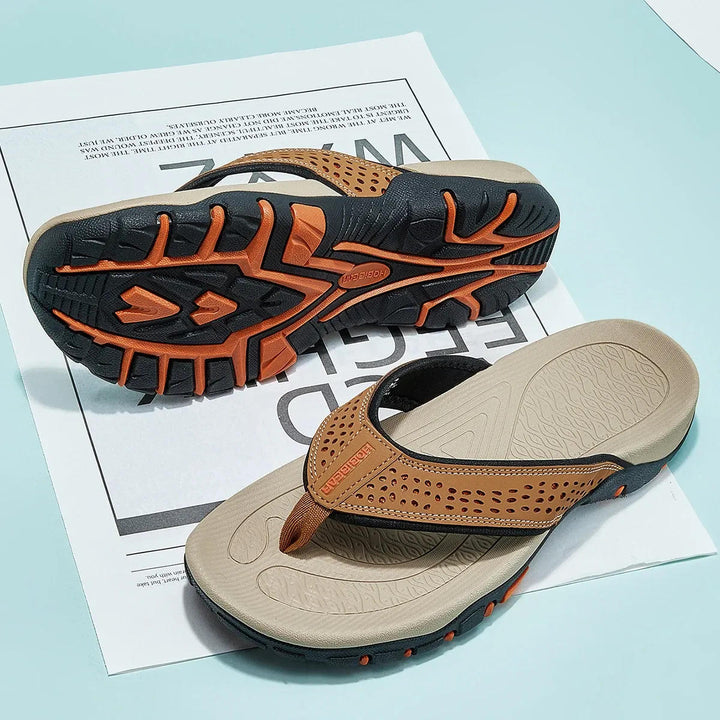 Chanclas para hombre de nobuk sintético, resistentes al agua, con soporte para el arco, plantilla acolchada y suela antideslizante – Casual para playa