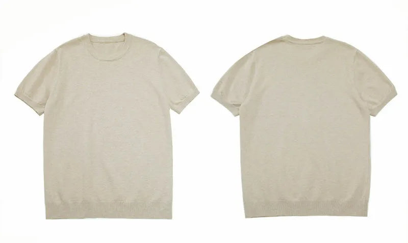 Men's T-Shirt Knit Solid Slim Fit Short Sleeve Round Neck Casual