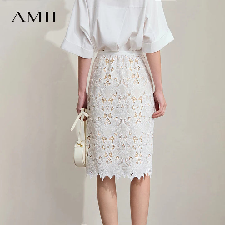 Women's Midi Dress Lace Embroidered Floral Short Sleeve Office Summer Wear