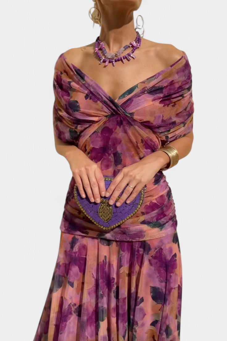 Vestido de mujer floral de manga larga para ceremonia