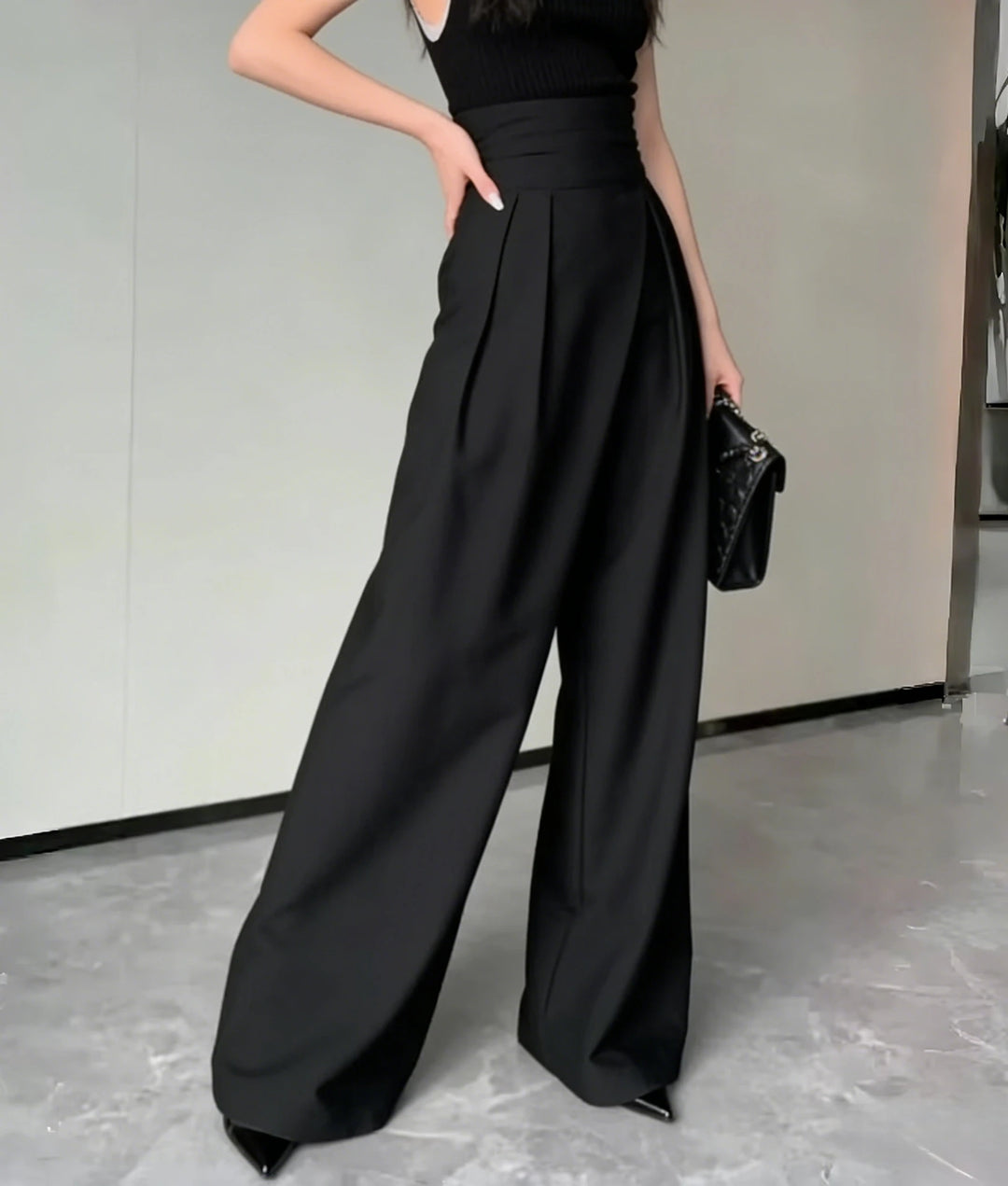 Women's Pants Wide Leg High Waist Straight Fit Casual Office