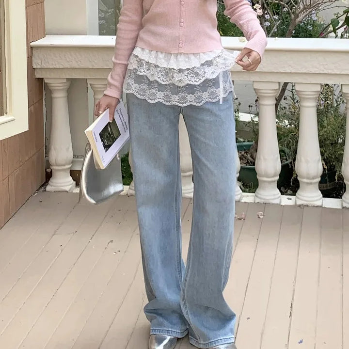 Falda de encaje para mujer con malla floral, dobladillo irregular, capa superpuesta transparente, casual