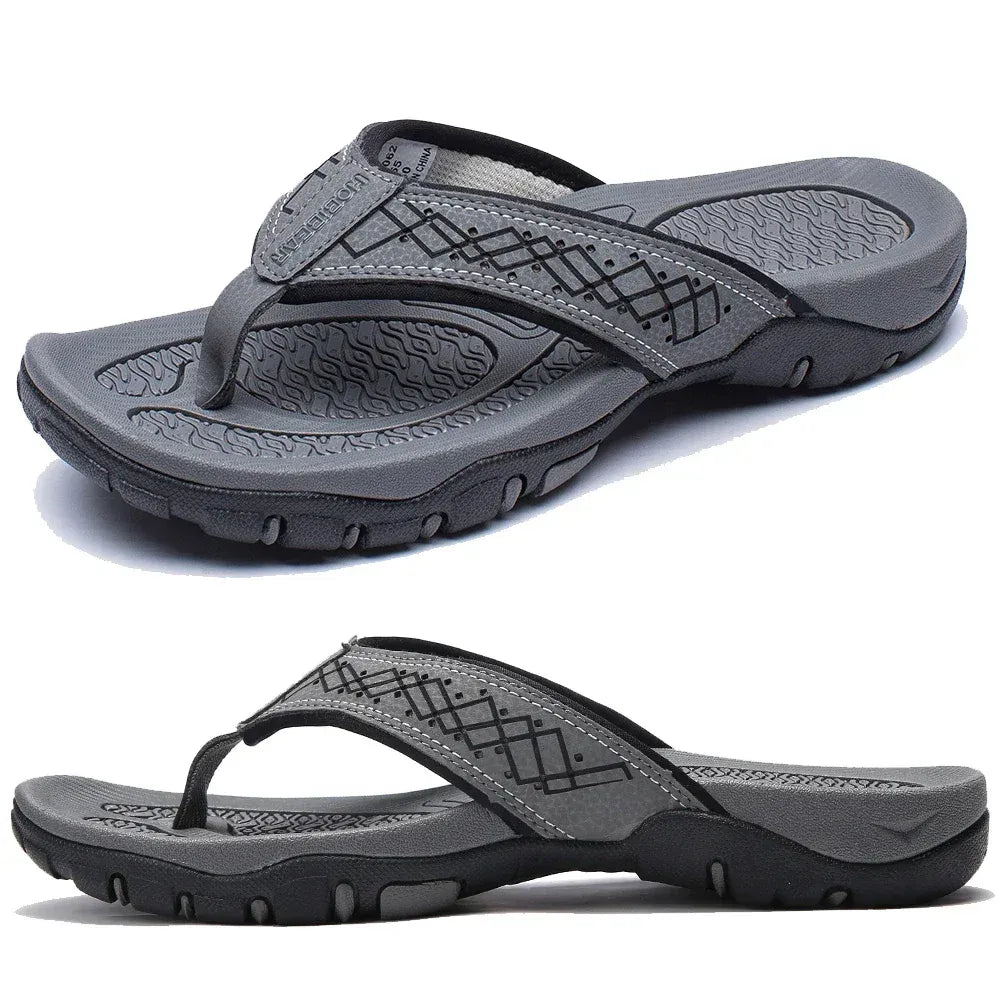 Chanclas para hombre de nobuk sintético, resistentes al agua, con soporte para el arco, plantilla acolchada y suela antideslizante – Casual para playa