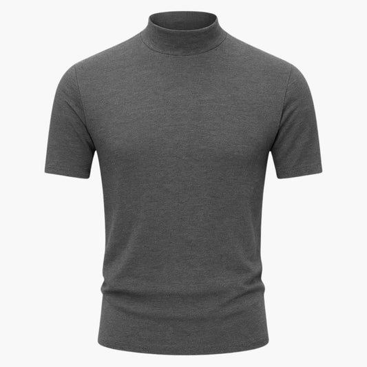 T-shirt homme col montant coupe slim manches courtes décontracté