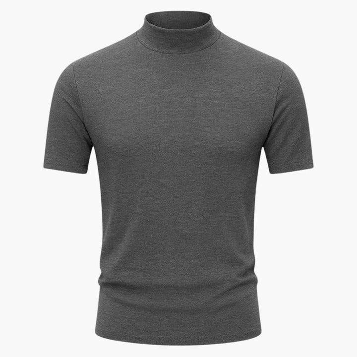 Men's T-Shirt Mock Neck Slim Fit Short Sleeve Casual