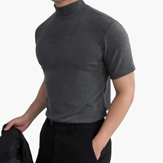 Camiseta para hombre de cuello simulado, ajuste slim, manga corta, casual