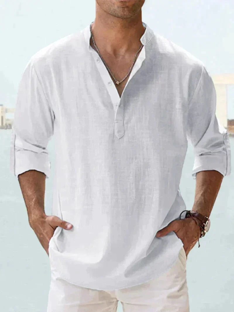 Chemise homme en lin sans manches à boutons, respirante, décontractée, pour la plage