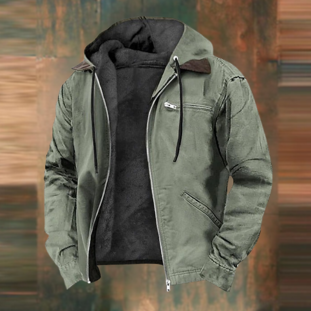 Men's Jacket Lightweight Hooded Zip-Up Pockets – Transitional