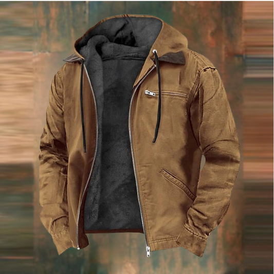 Chaqueta para hombre ligera con capucha, cremallera y bolsillos – Transicional