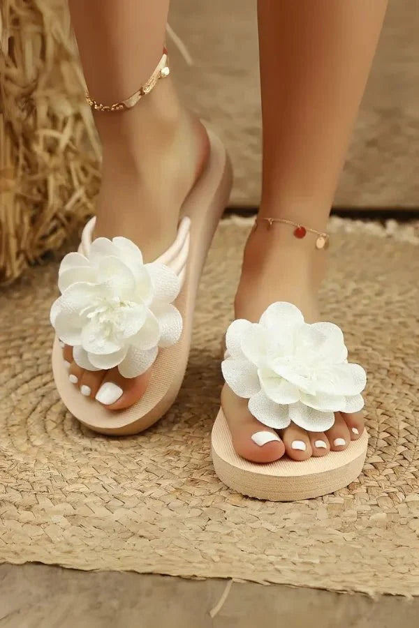 Women's Sandals Floral Slide Slip-On Open Toe Low Heel Casual