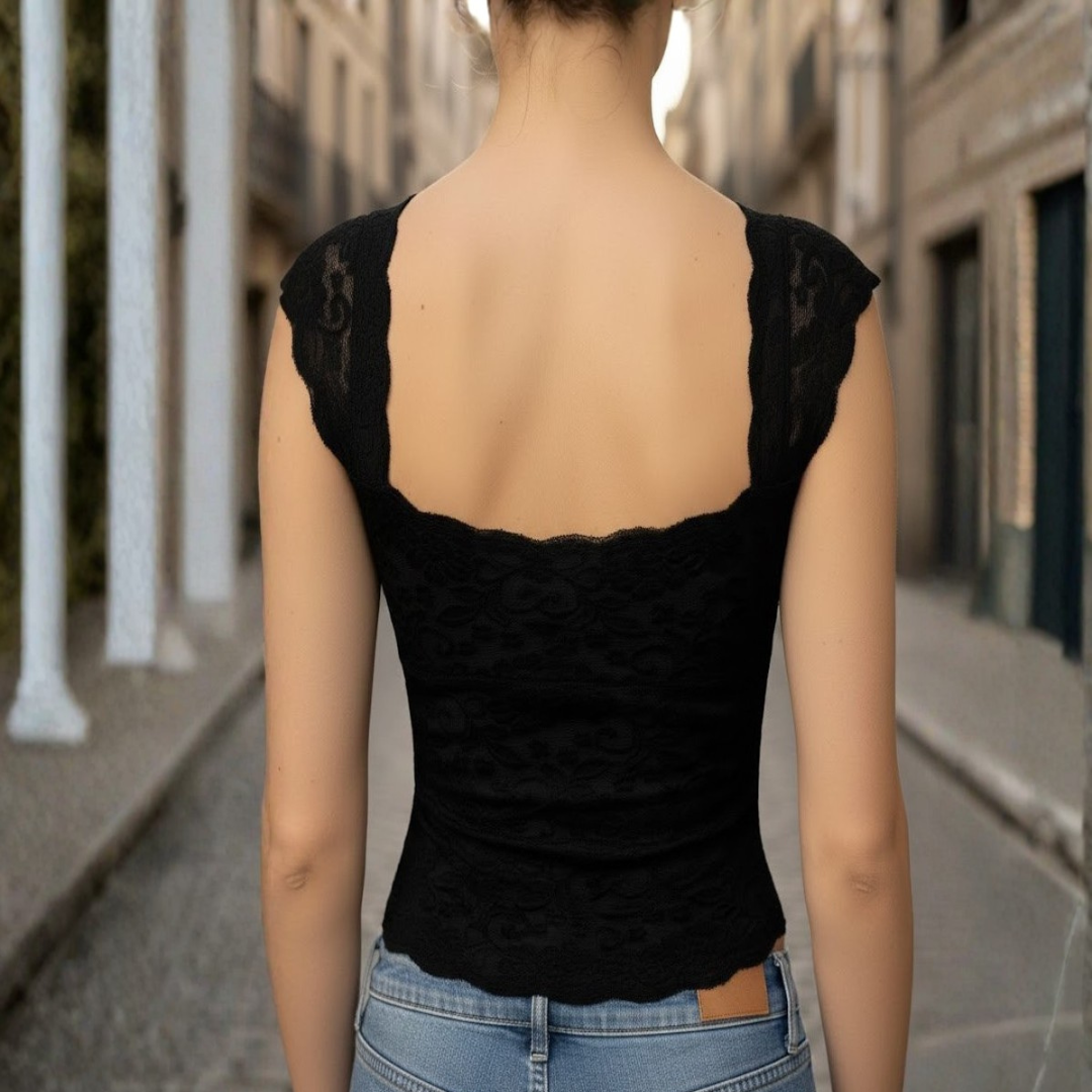 Women Semi Sheer Cami Top Layered Design Embellished