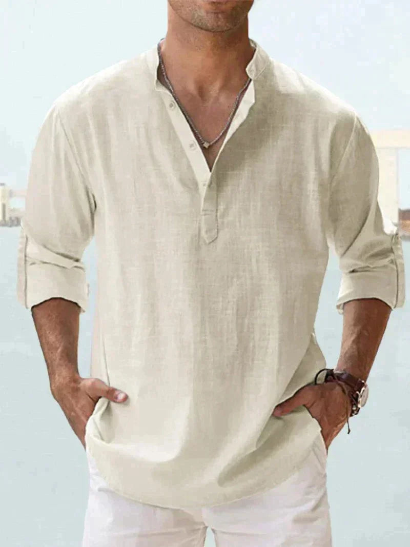 Chemise homme en lin sans manches à boutons, respirante, décontractée, pour la plage
