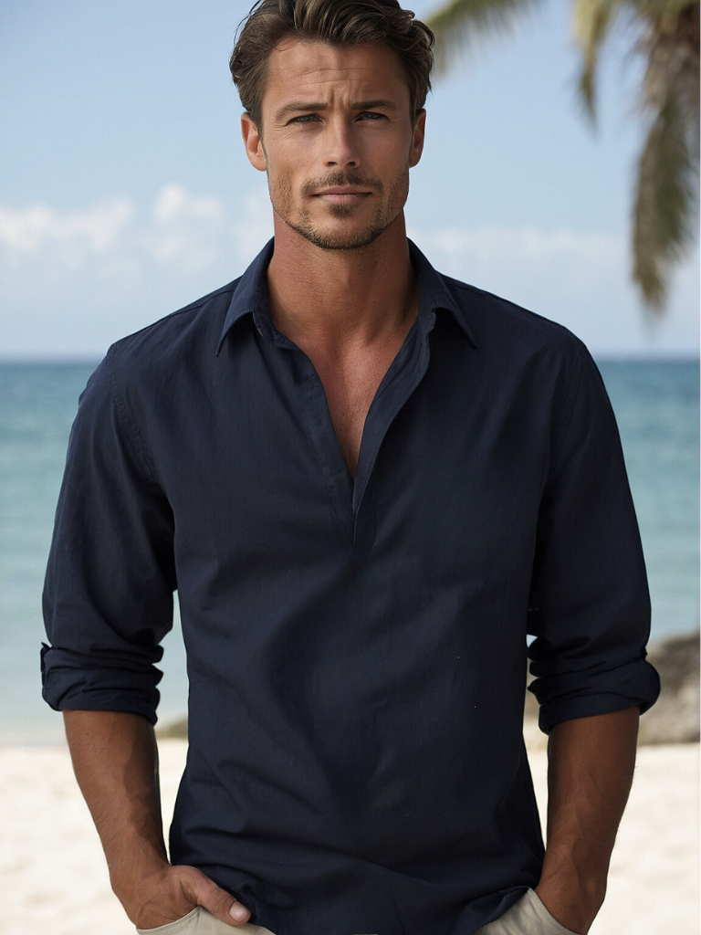 Chemise homme en lin sans manches à boutons, respirante, décontractée, pour la plage