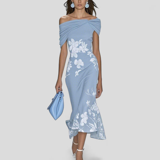 Robe midi fleurie pour femme sans manches col en V