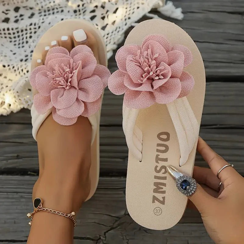 Women's Sandals Floral Slide Slip-On Open Toe Low Heel Casual