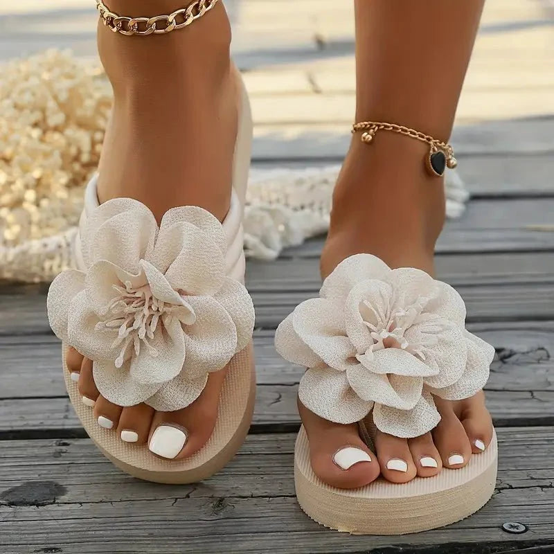 Women's Sandals Floral Slide Slip-On Open Toe Low Heel Casual
