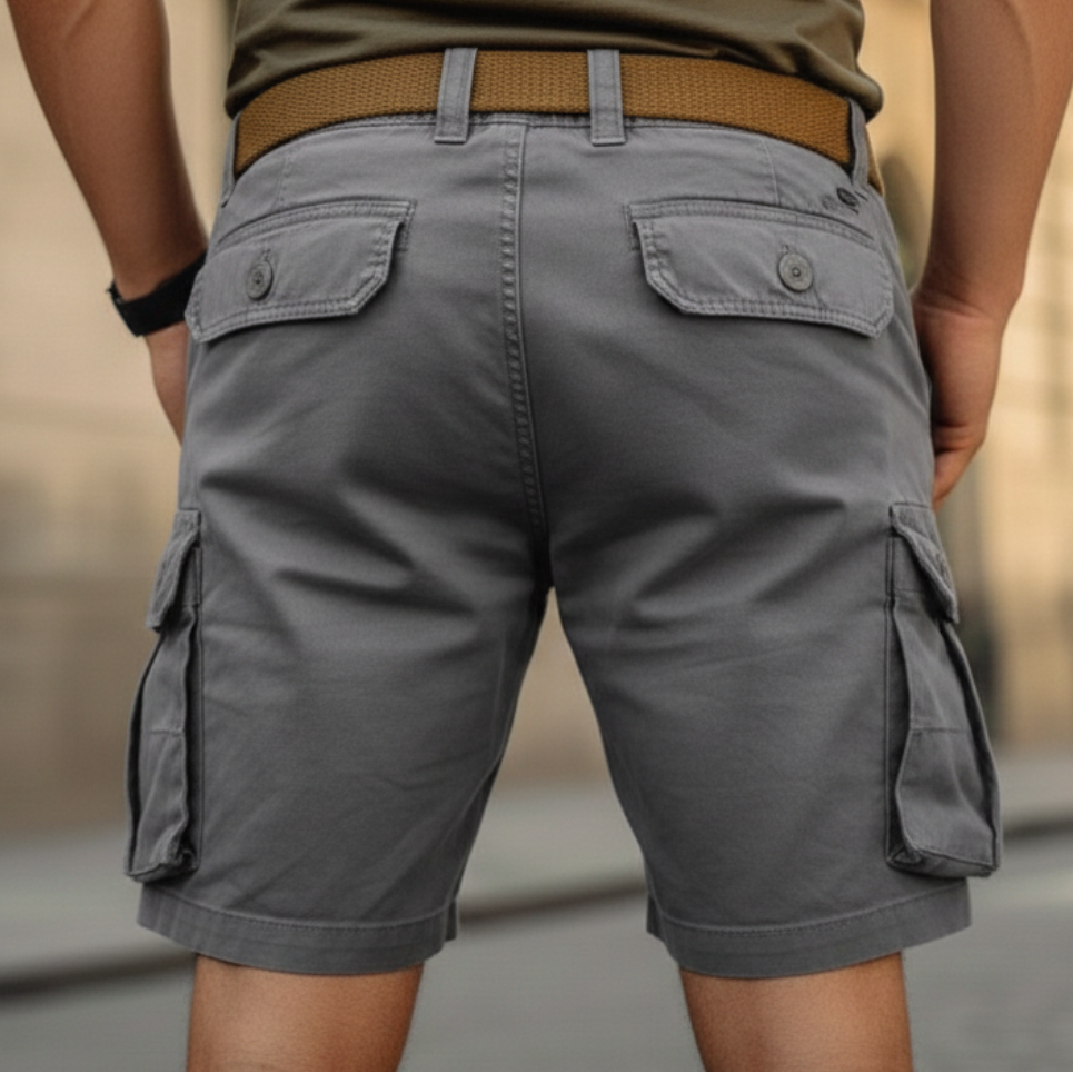 Men’s Cotton Cargo Shorts with Multiple Pockets Adjustable Waist