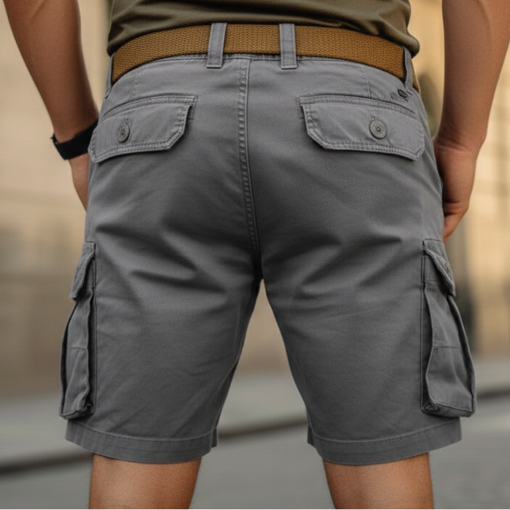 Men’s Cotton Cargo Shorts with Multiple Pockets Adjustable Waist