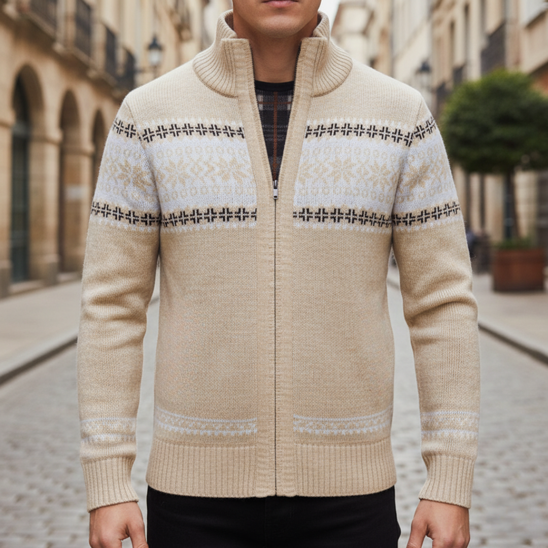 Cardigan à fermeture éclair intégrale pour homme, style nordique